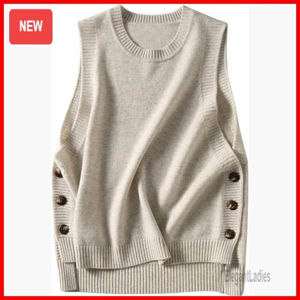 Sleeveless Ribbed Knit Sweater Vest Slim Fit Pullover